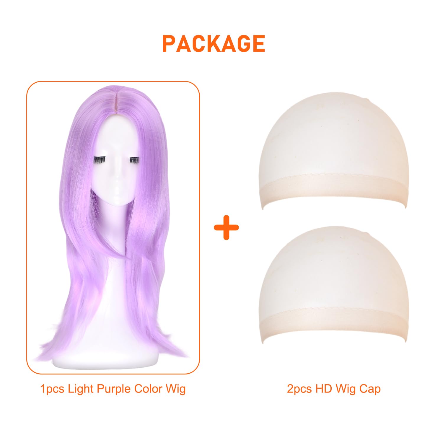 24 Inch Glowing in the Dark Straight Hair Wig Light Purple Color Small Lace Middle Part Long Synthetic Adult Costume Wig for Women