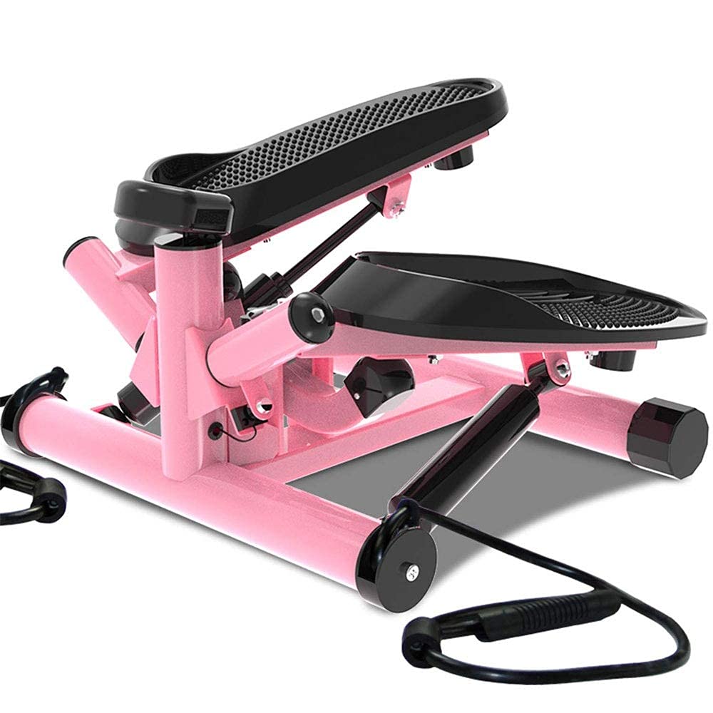 Mini Fitness Stepper escalera giratoria portátil máquina de ejercicios con pasos giratorios de resistencia ajustable con bandas y monitor LCD arriba-abajo para principiantes y usuarios avanzados