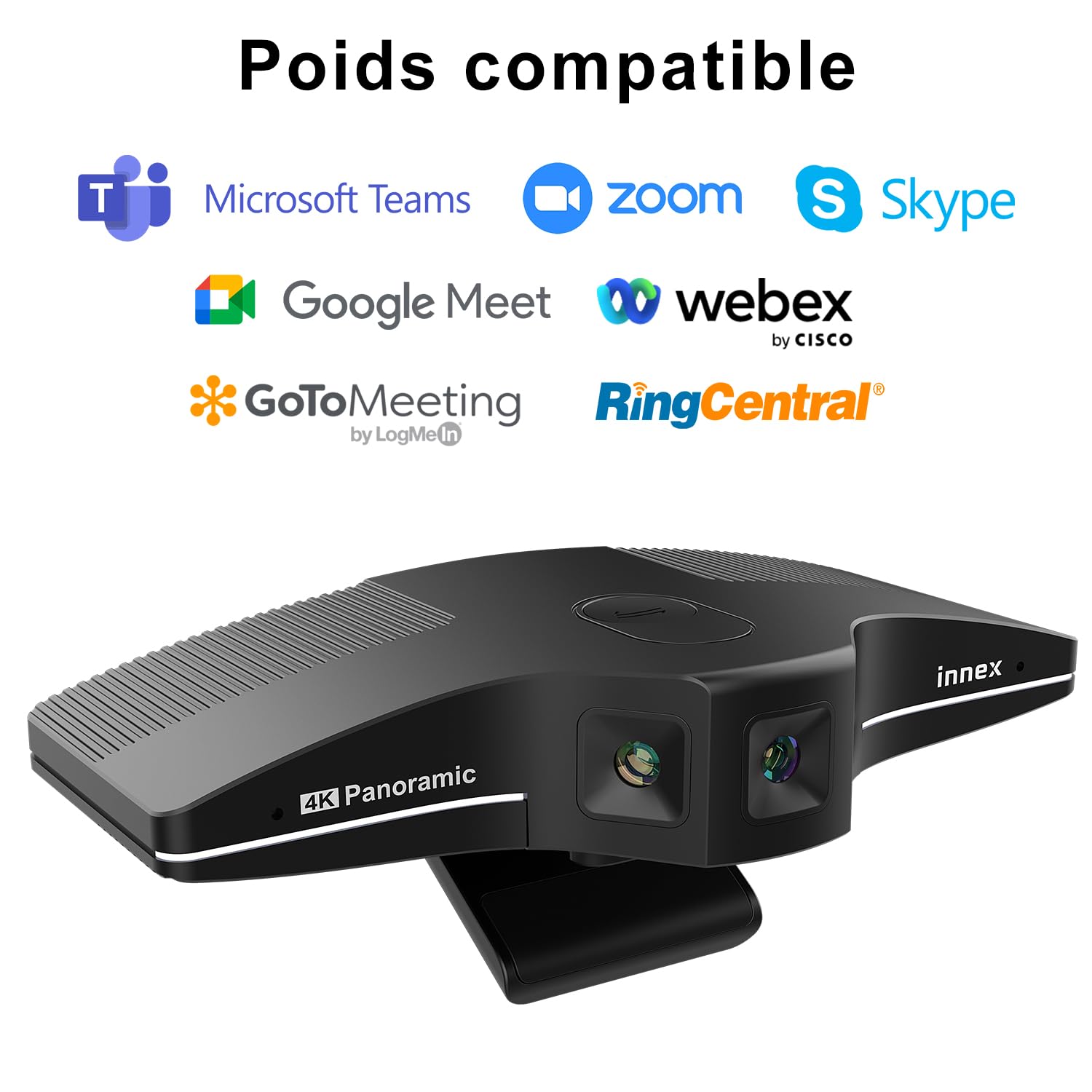 Innex C831 Webcam 4K Panoramique 180° avec Microphone et Suivi Facial IA