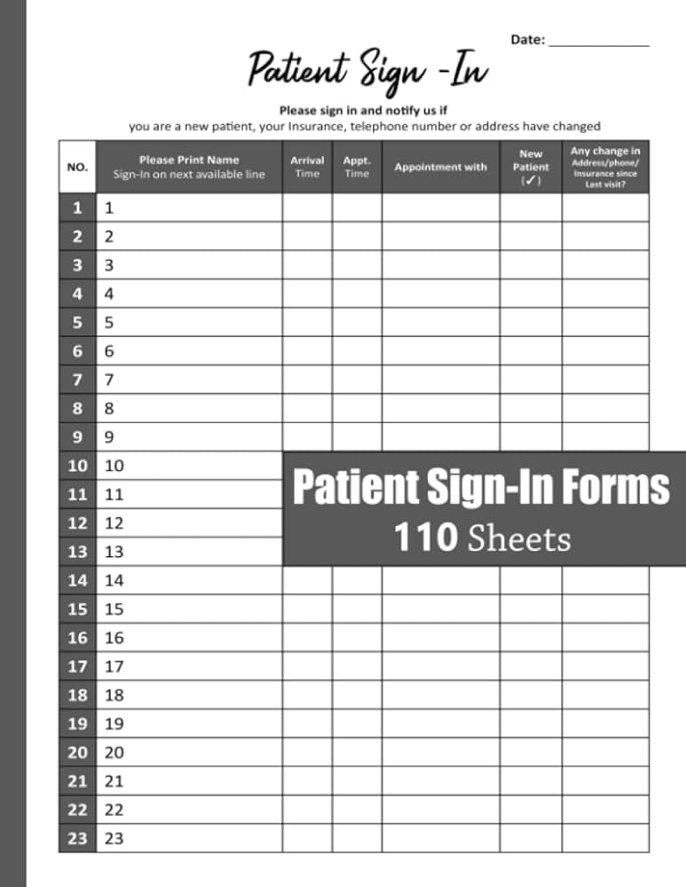 Patient Sign in Forms: Patient Sign-In Sheets HIPAA Compliant, Patient Visit Notes Hospice, Patient Visit Log Book, Patient Registration (Medical Sign in Sheets): Inidam, Lara: Amazon.com: Books patient-sign-in-forms-patient-sign-in-sheets-hipaa-compliant-patient-visit-notes-hospice-patient-visit-log-book-patient-registration-medical-sign-in-sheets-inidam-lara-amazon-com-books