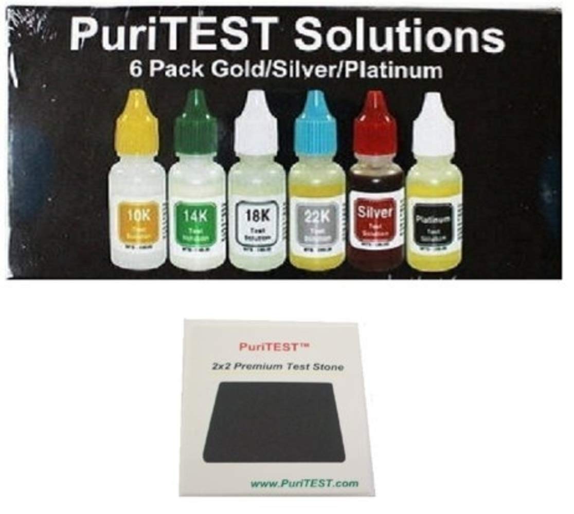 6 Gold Testing Acid Jewelry Test Kit and Scratch Stone Detect Check Metals LOT