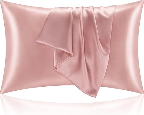 BEDELITE Satin Pillowcase with Zipper, Rose Pink King Size Pillow Cases Set of 2, Super Soft and Cooling Similar to Silk Pillow Cases, Gift for Women Men(20x36 Inches)
