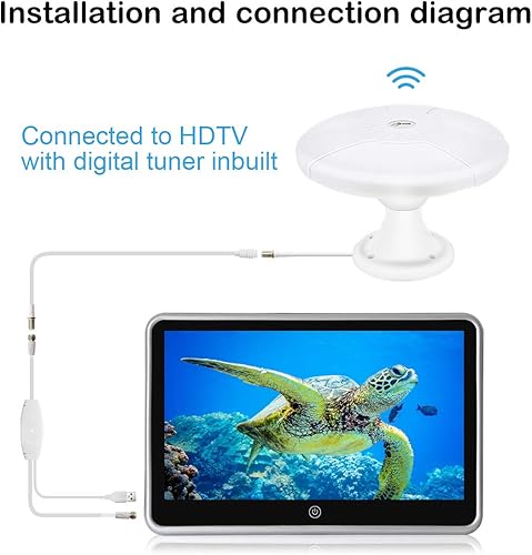 Vista 6 de Antena de TV de ultra largo alcance para autocaravana, antena HDTV para exteriores con amplificador de señal y cable de 16 pies - para RV, cámper