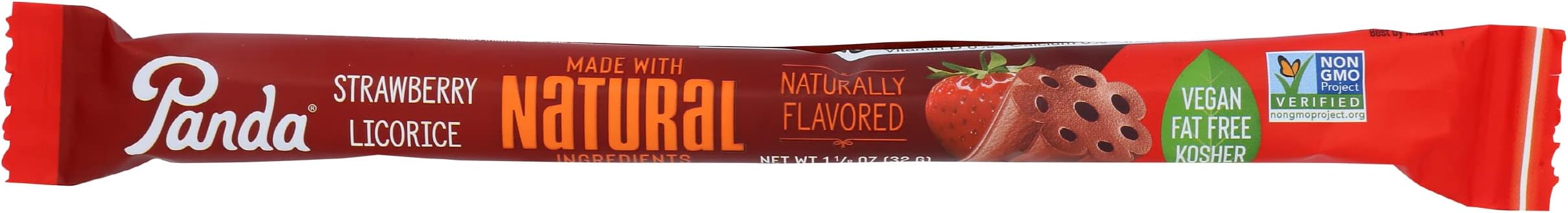 Poiget Panda Natural Strawberry Licorice Stick, Vegan, Fat Free, Kosher, Non-GMO, 1.1 Oz (Pack of 20)