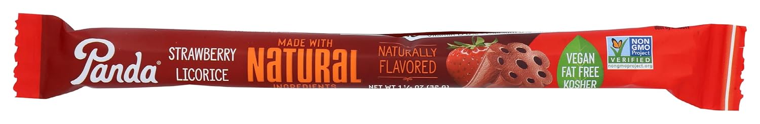 Panda Natural Strawberry Licorice Stick, Vegan, Fat Free, Kosher, Non-GMO, 1.1 Oz (Pack of 20)