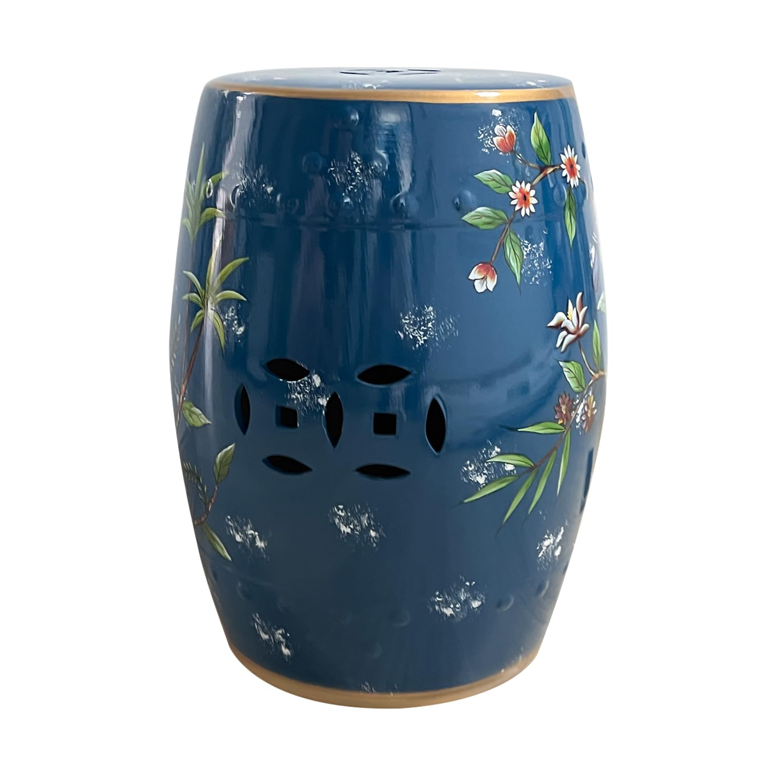 Ceramic Garden Stool, Hand-Painted Decorative Drum Accent Table for Indoor & Outdoor Use, Glazed Blue & White Chinoiserie Plant Stand, Side Table for Patio, Living Room, Bedroom, Balcony-picture-17