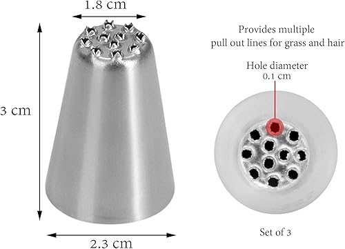 Miniatura 2 de Juego de 3 boquillas de glaseado de césped de acero inoxidable, para Navidad, cupcakes, mousse, puntas de decoración de pasteles, boquillas de