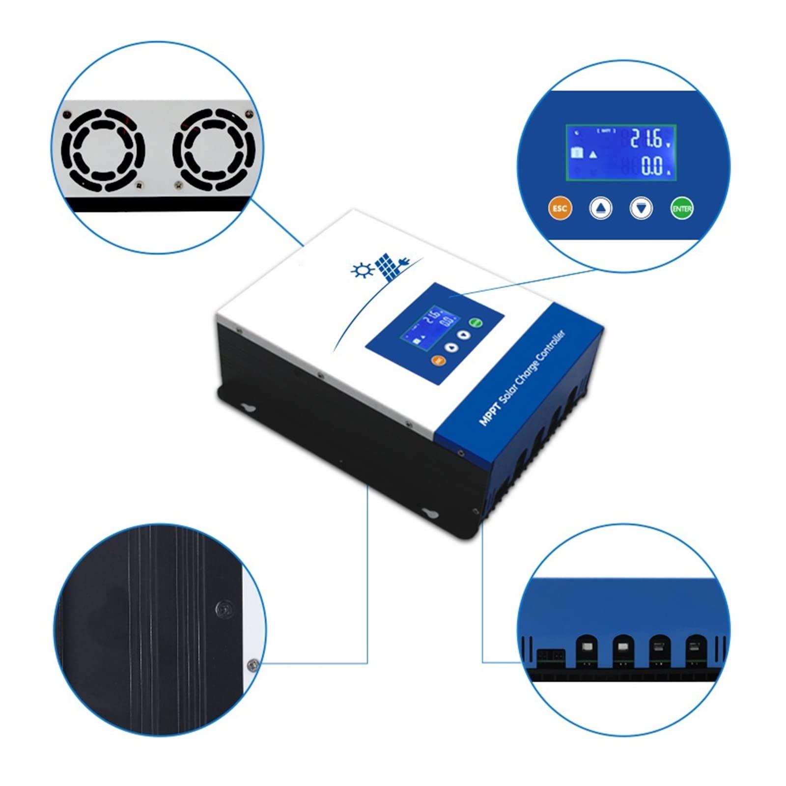 Controlador Solar, Controlador Solar MPPT 80A De Carga Inteligente Batería Litio Con Pantalla LCD Fotovoltaica