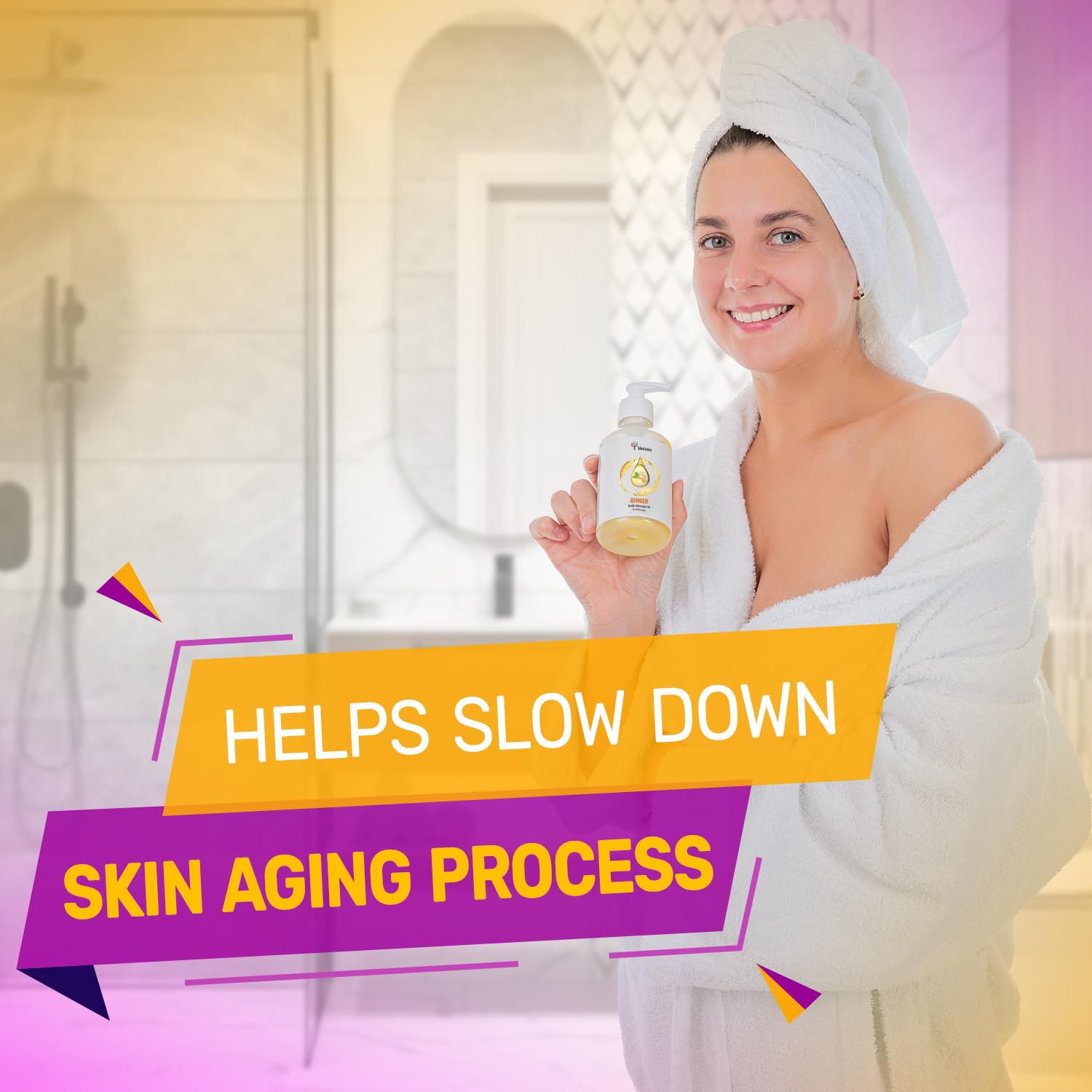 Verana Olio Massaggio Zenzero, 100% Cosmetici Naturali, Vegano, Efficace per Programmi di Modellazione del corpo, Olio Cellulite, Riduce le rughe, Ringiovanimento, Effetto Riscaldamento (5L)
