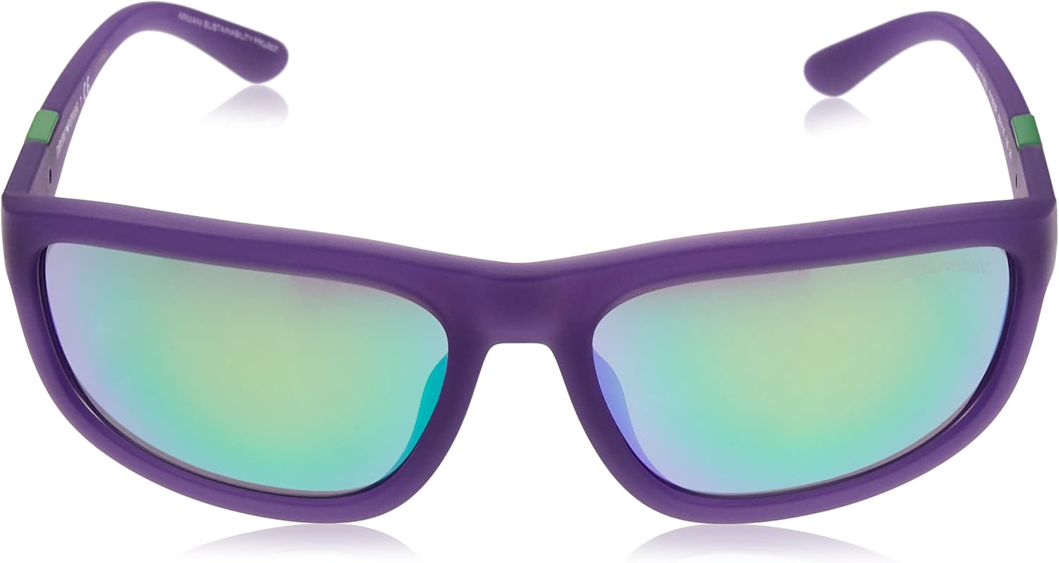 Emporio Armani EA4183U Sunglasses, Matte Purple Opal / Gray Green Mirror Lens, 64