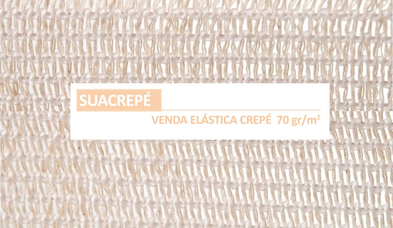 Venda Elástica de Crepe Sin Látex Para Soporte, Fijación y Reposo, Bordes Tejidos (SUACREPE 70 gr/m2, 5cmX4m)