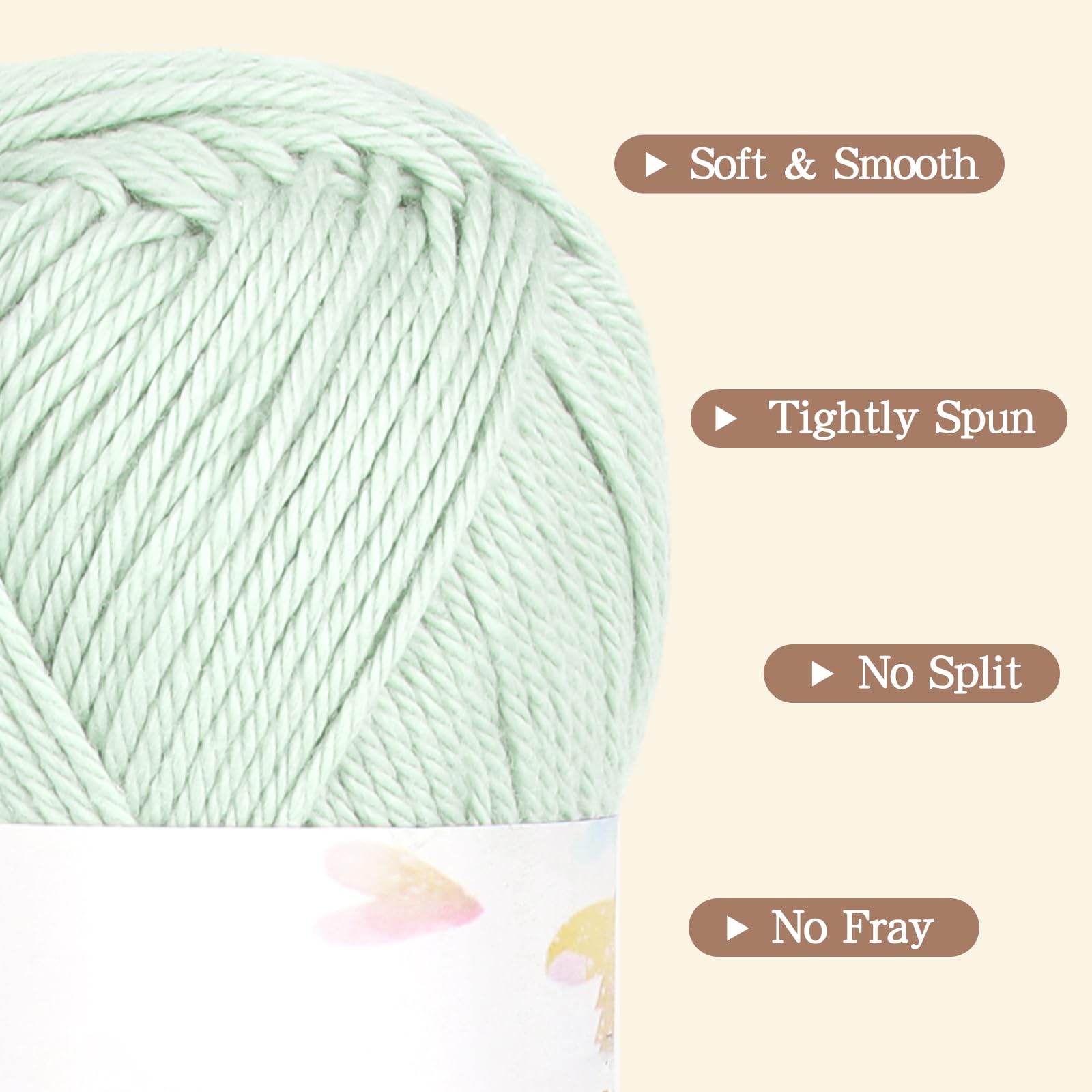Reessy 100% Cotton Yarn for Crochet and Knitting 6 Skeins (50g Each, 300g Total) - Image 2