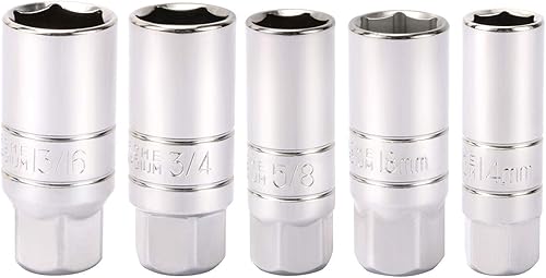 Miniatura 2 de CASOMAN Juego de llaves de bujía de 38 pulgadas, 6 puntos, 58 pulgadas, 34 pulgadas, 1316 pulgadas, 0.551 in, 0.709 in, juego de 5 piezas