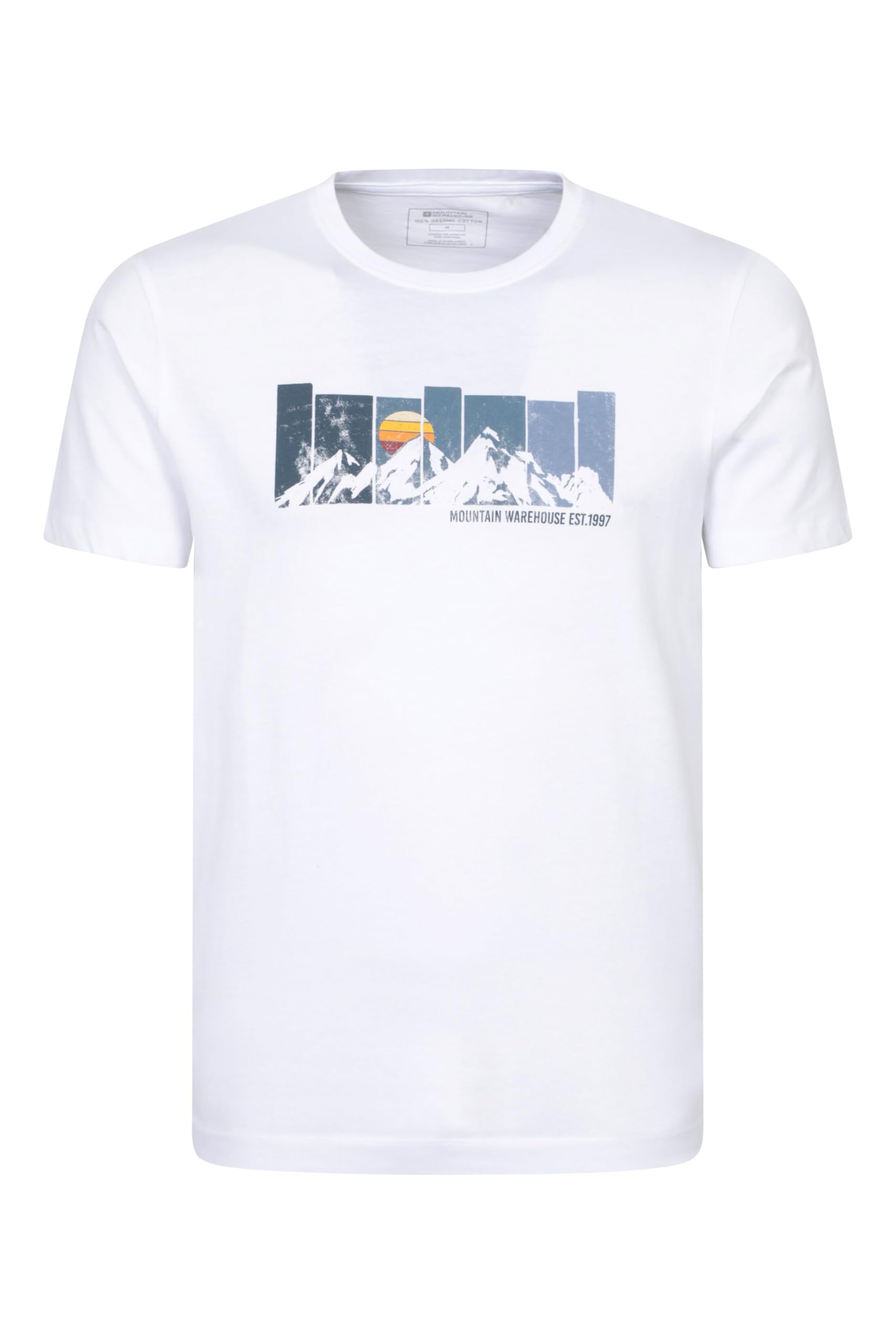 Mountain Warehouse Gradient Mountain Men’s Graphic T-Shirt - Stylish Tee, Breathable for Everyday Wear and Outdoor Activities, Spring/Summer White XS