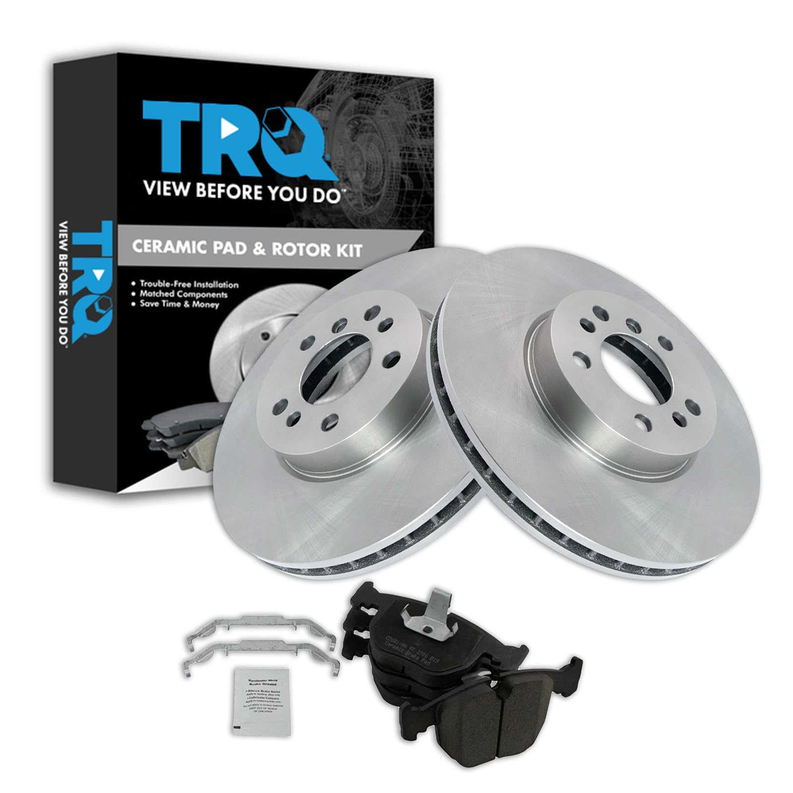 TRQ Front Brake Pad and Rotor Set Ceramic Compatible with 2000-2006 BMW X5