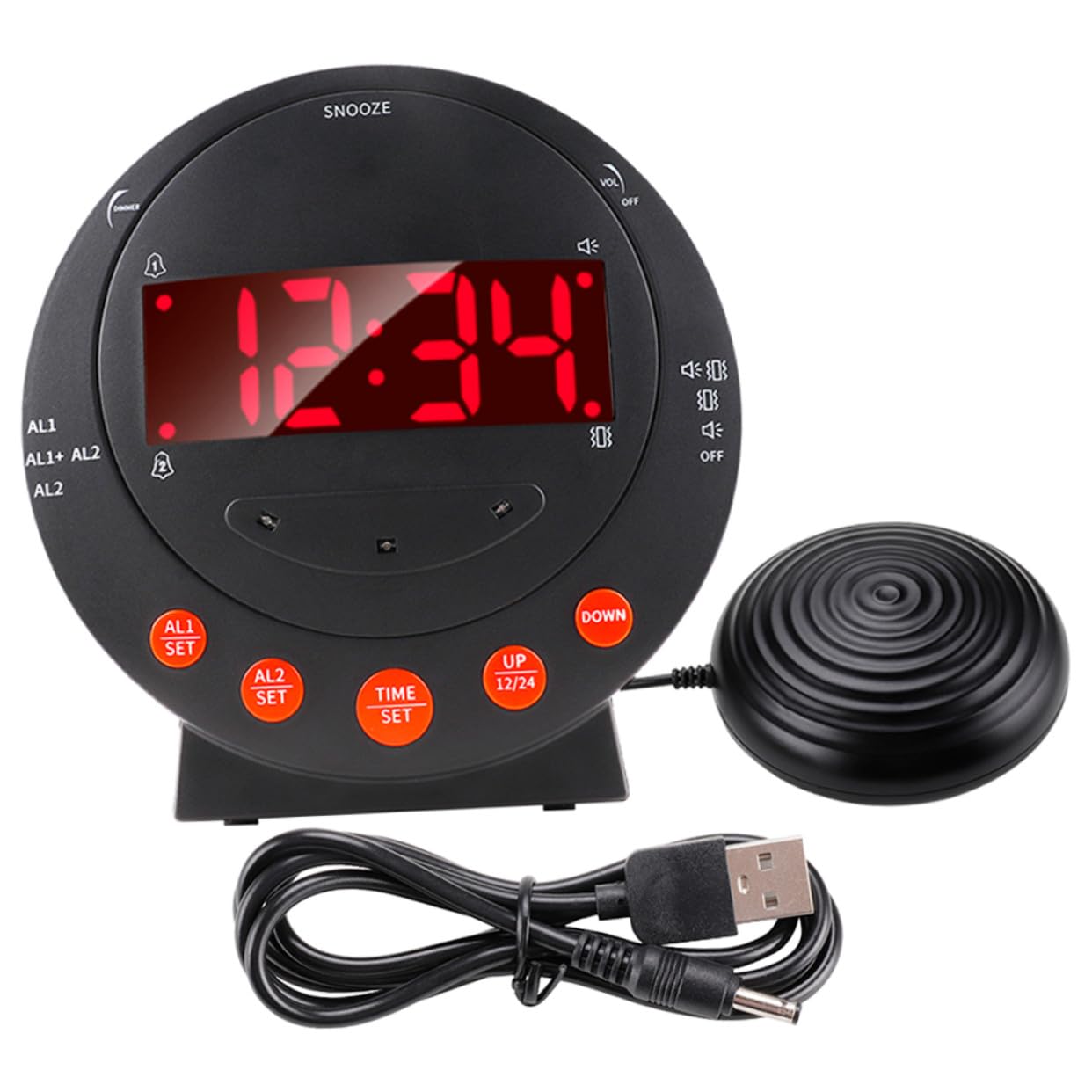 Gadpiparty Starker Digitaler Vibrationswecker mit Bettvibrator Großer Display rutschfest für Gehörlose und Senioren Wecker für Tiefschläfer und Hörgeschädigte