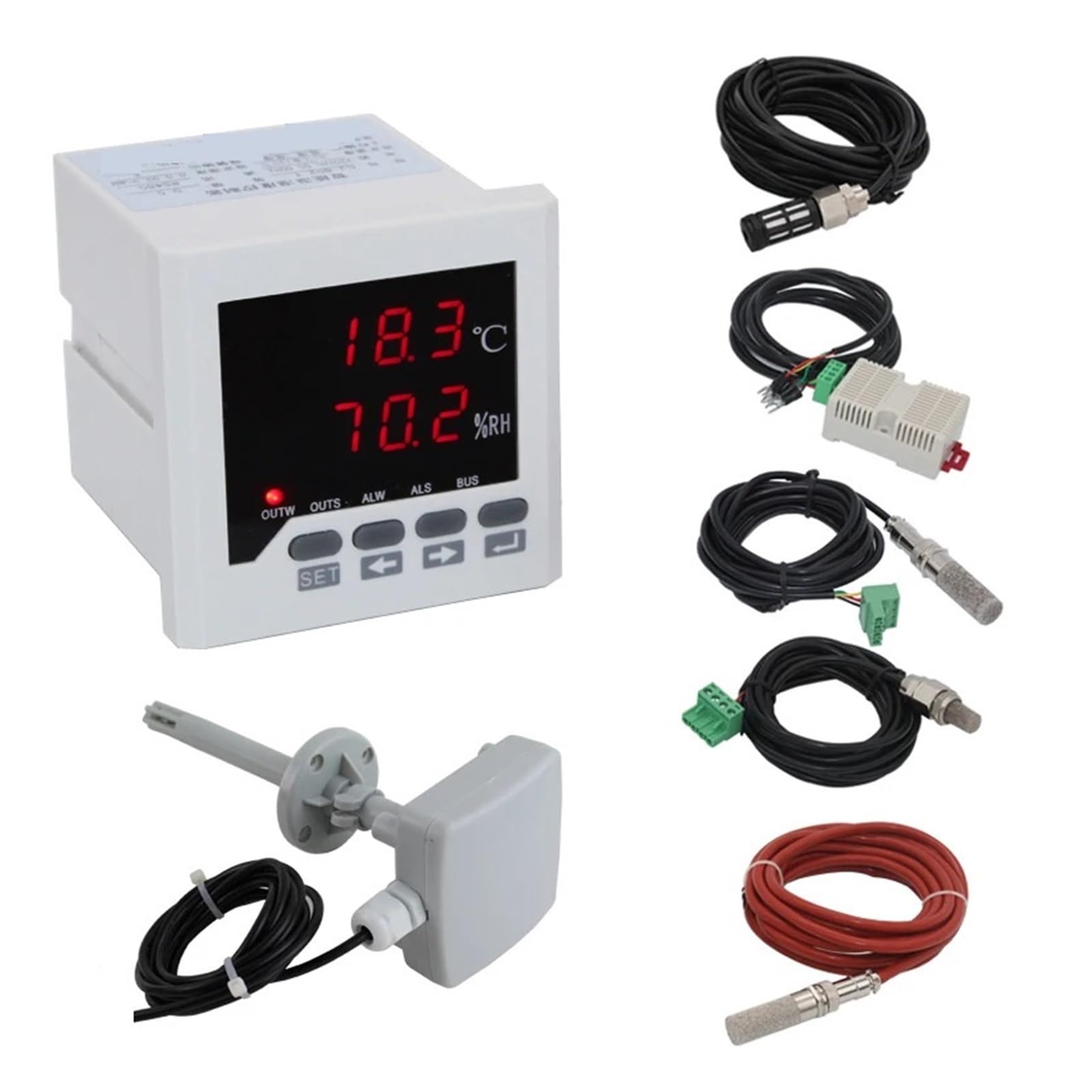 0, ~ 99,9% RH, -40 120 stopni Celsjusza Inteligentny cyfrowy regulator temperatury i wilgotności z czujnikiem termostatu higrometru(With duct sensor)