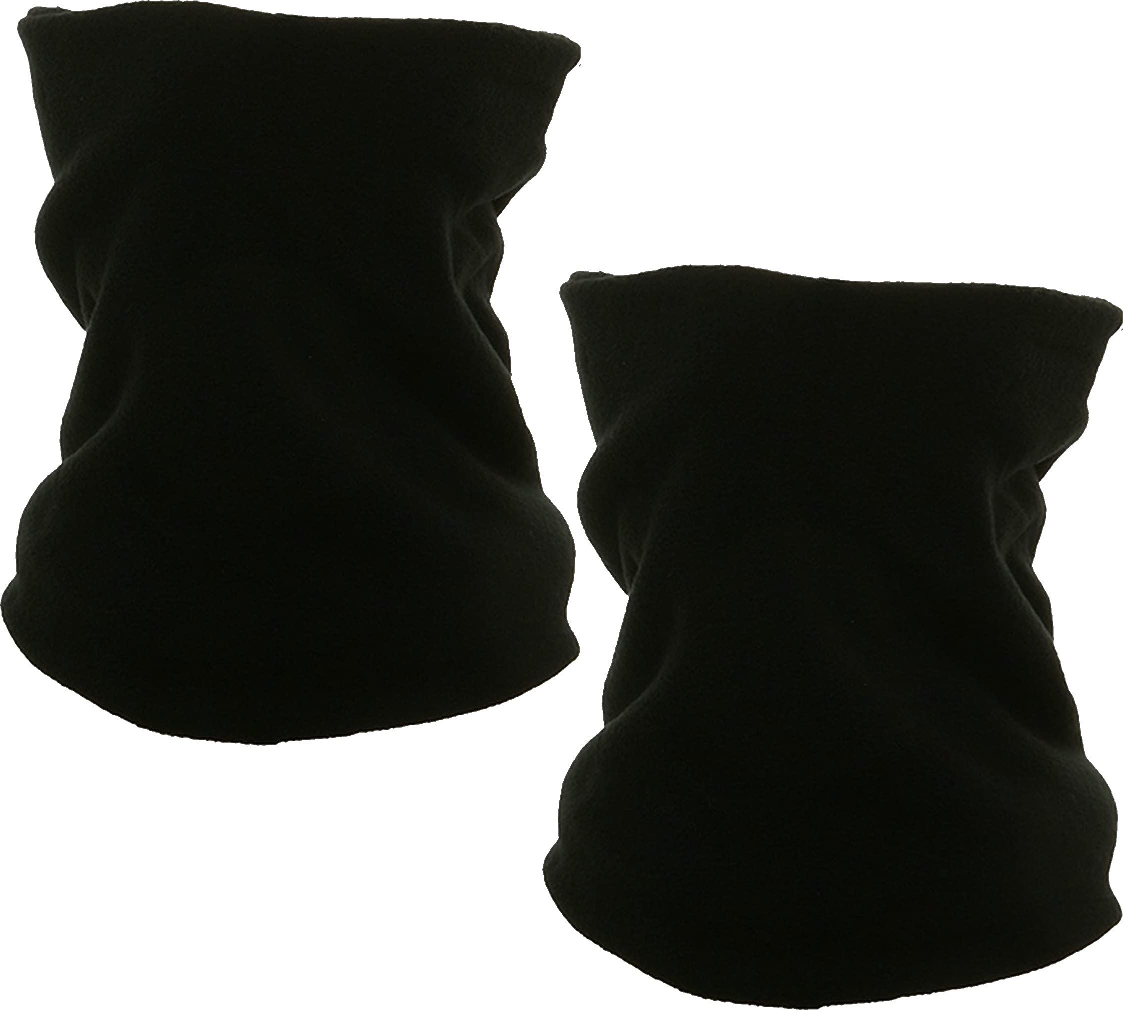 ARMYU Black Thick Micro Fleece Long Warm Winter Heavyweight Double Layer Neck Warmer Gaiter 2-Pack