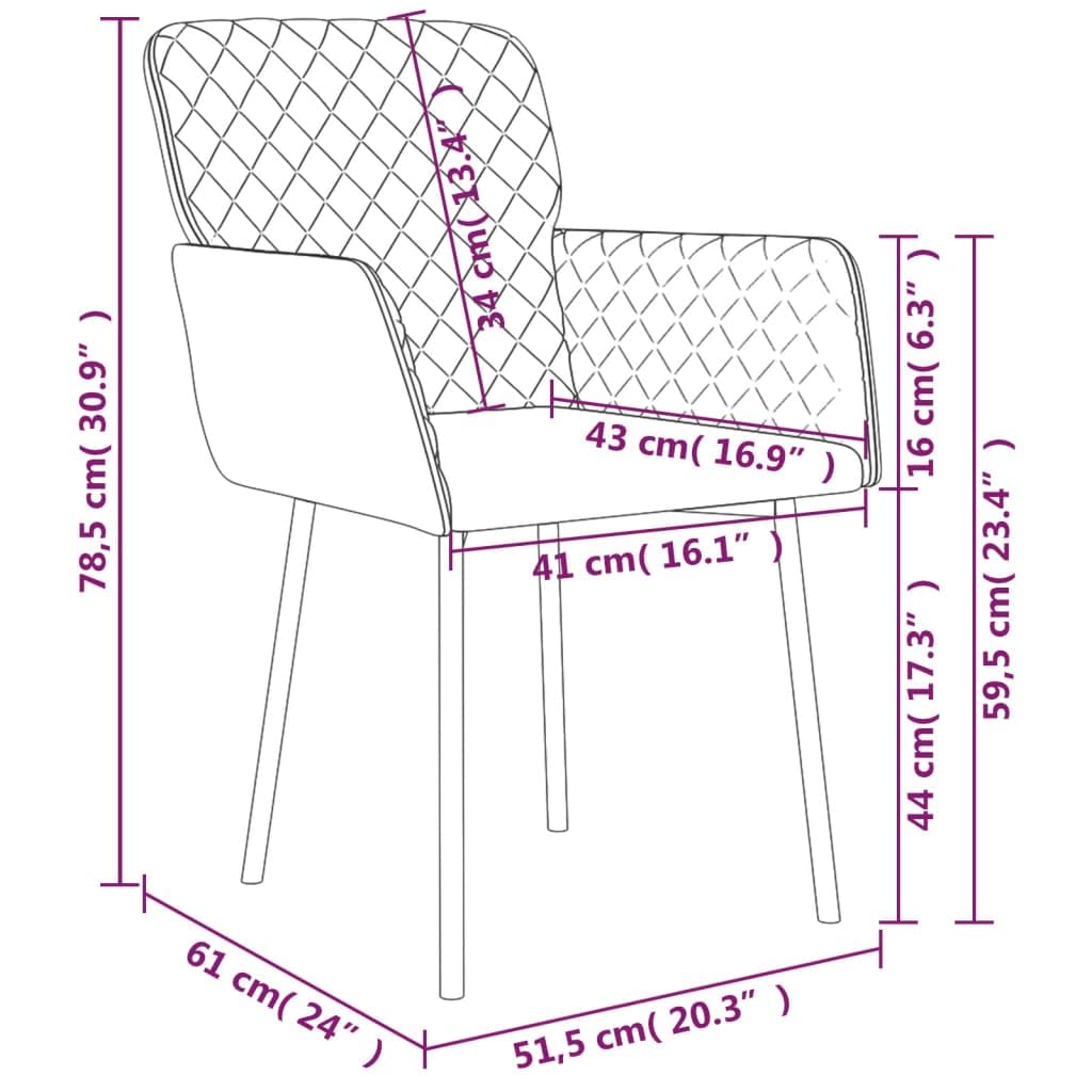 Juego de 2 sillas de comedor tapizadas de terciopelo marrón con reposabrazos | Cómodo sillón tapizado con espuma y marco de metal resistente para cocina, salón y comedor.