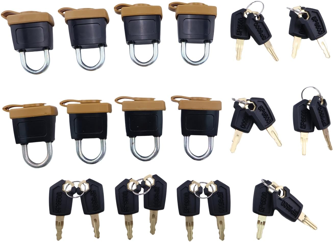 8Pcs Padlock Pad Lock W/16 Keys 5P8501 246-2641 Compatible with Caterpillar CAT Fuel Cap 7X7700 1428828 20103300 2849039 Backhoe Loader Combine Crawler Dozer Excavator Forklift Skidder