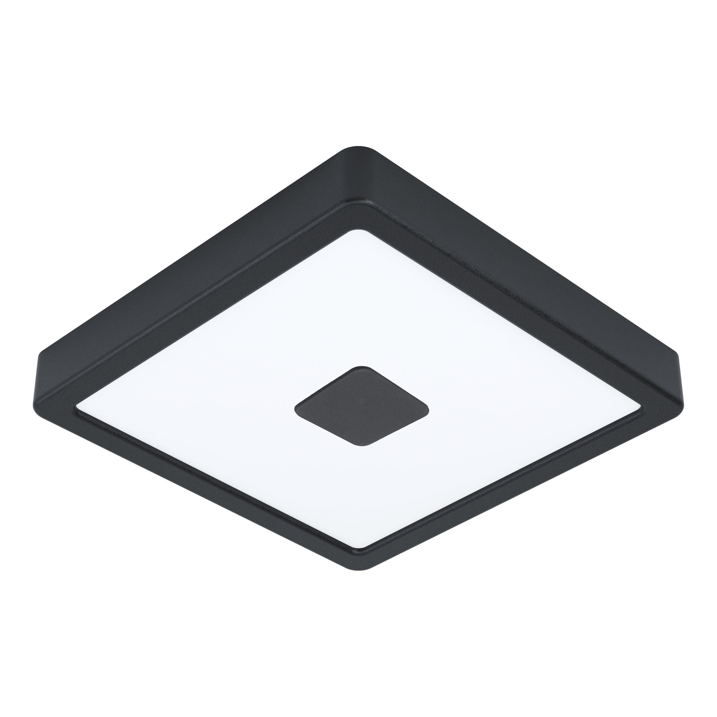 Eglo Plafoniera Iphias 2, luce a LED per esterni da muro o soffitto, metallo nero e plastica bianca, luce bianca calda, IP44, 21 cm