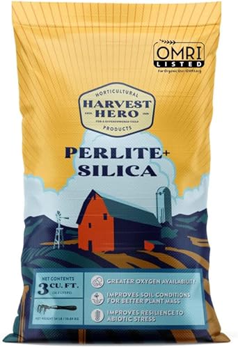 Perlite+ Silica - Promueve plantas fuertes - Se utiliza para sistemas de cultivo hidropónico, trasplante y tierra para macetas (3 CF)