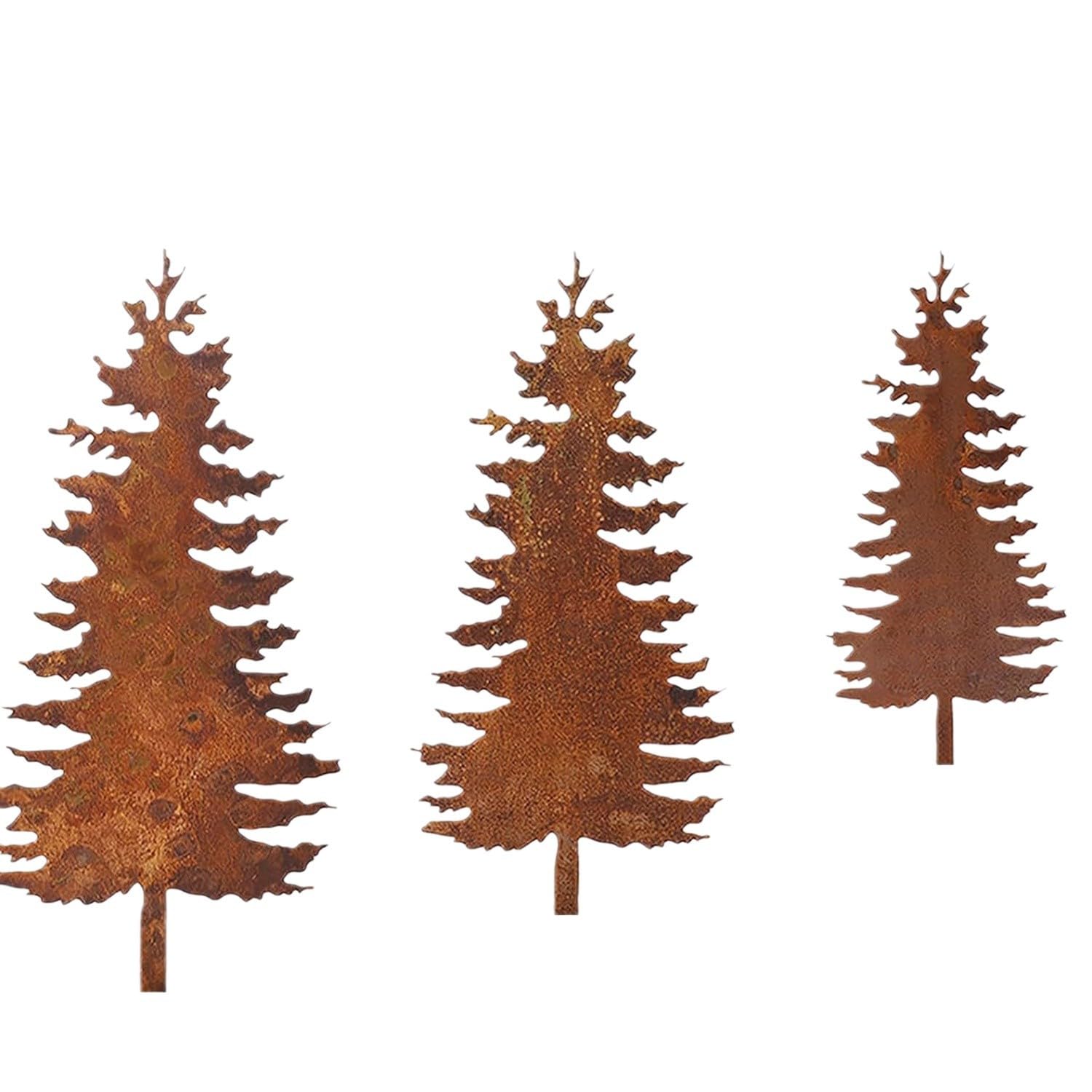 3er Set Rost Baum weihnachtsbaum deko Tannenbaum weihnachtsbaum metall Roststecker Weihnachtsdeko Garten Blumenstecker dekoration des weihnachtsbaums Outdoor Bäume Winter deko Weihnachtsbaum für Drauß