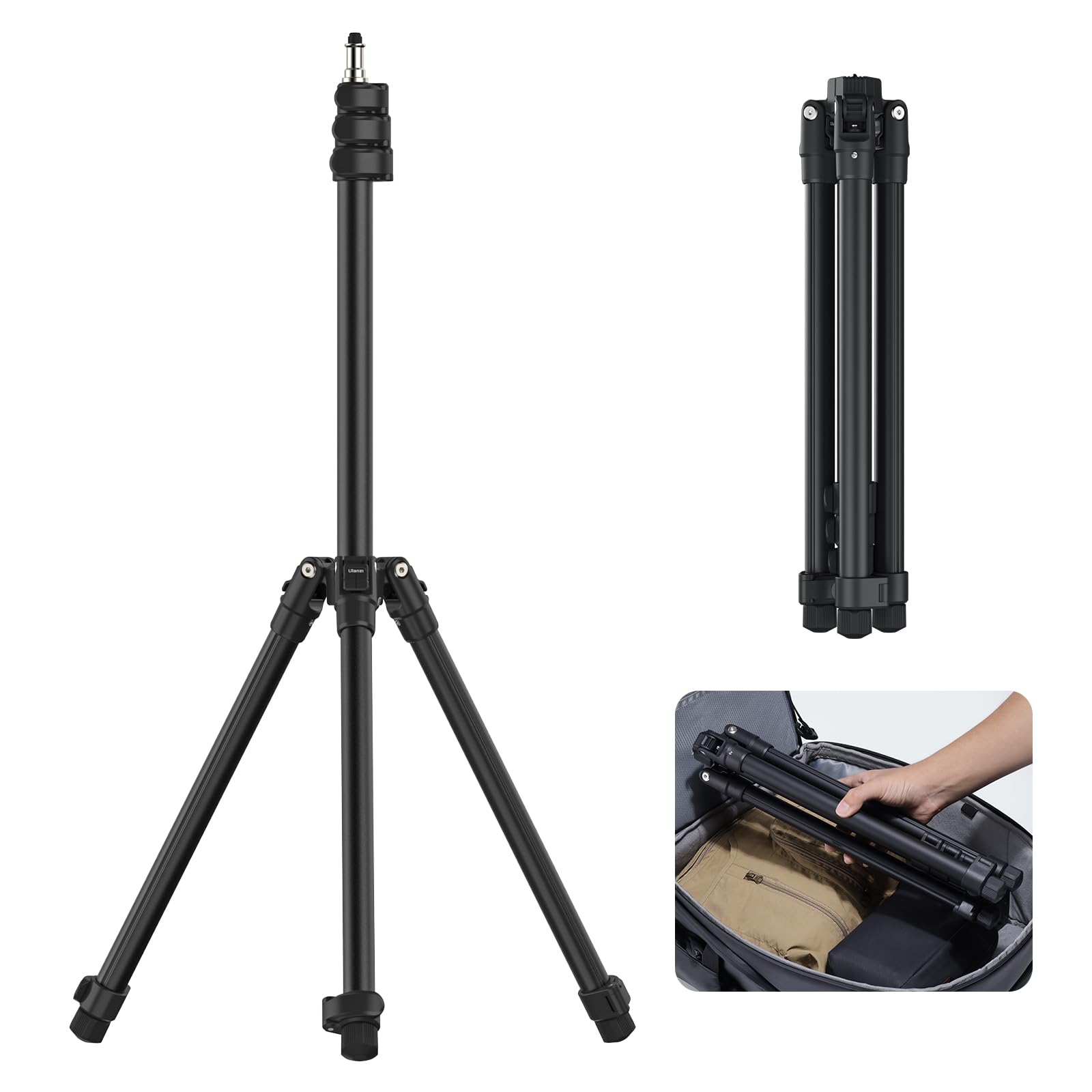 ULANZI Black Aluminum Light Stand, 6.32ft Extendable Tripod for Strobe Lights, Webcams, Cameras & Softboxes