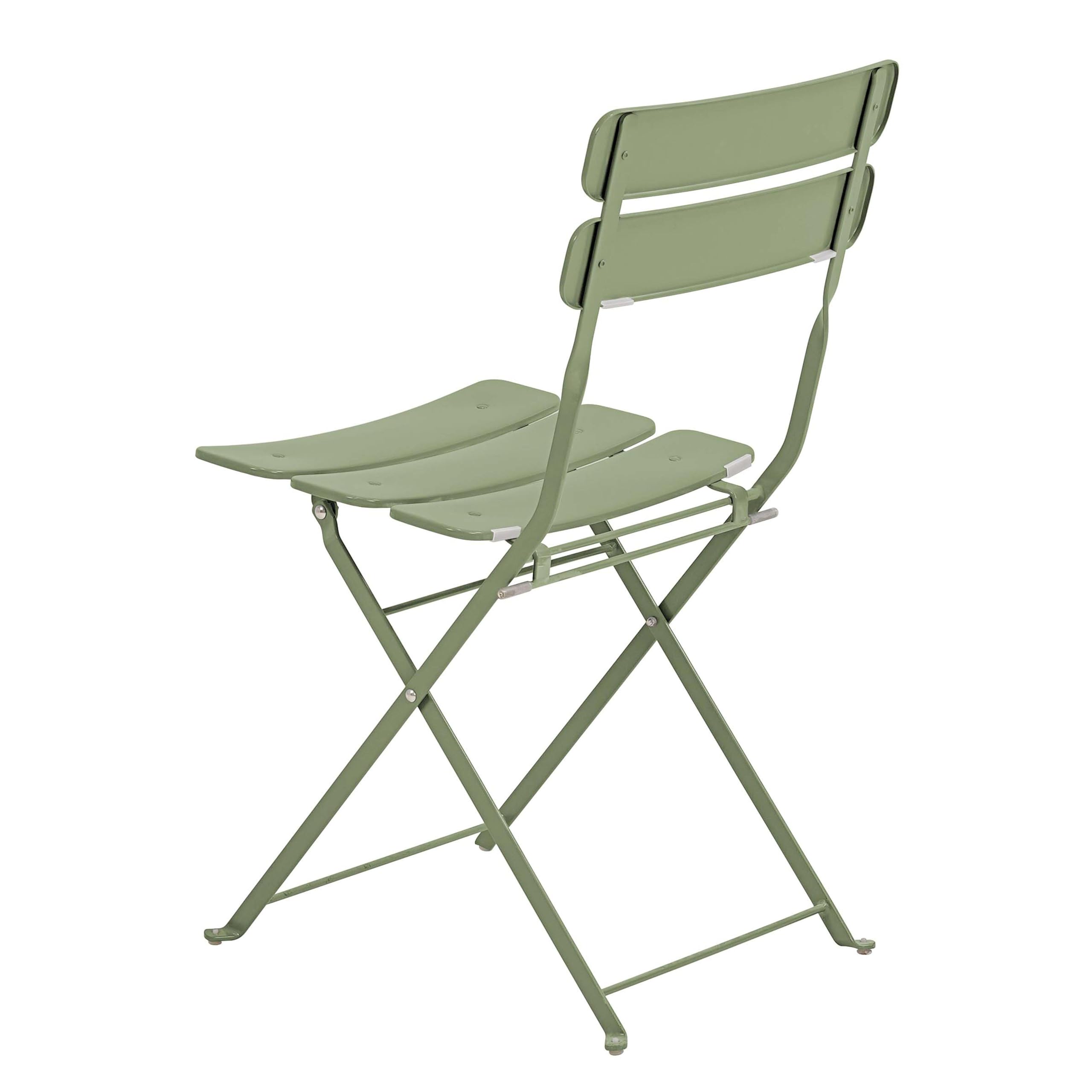Oviala Table de terrasse Ronde Pliante et 2 chaises Pliantes Vert Tilleul