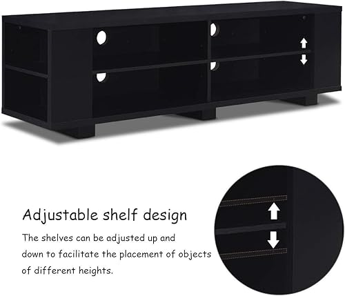 Miniatura 8 de GORELAX Soporte de TV de madera para televisores de hasta 65 pulgadas, centro de entretenimiento en el hogar con estantes de almacenamiento