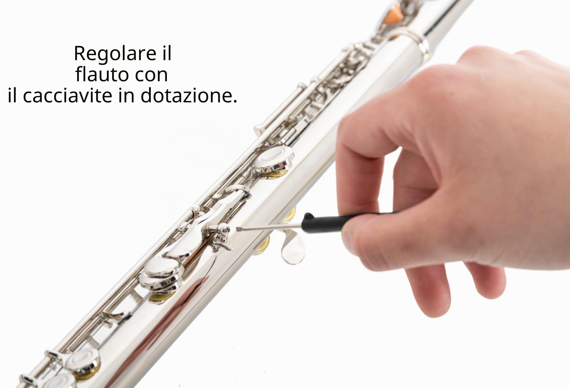 Classic Cantabile FL-100 Flauto Traverso, ottimo per principianti, nichelato, chiavi chiuse, meccanica E, Sol anticipato, accordatura in Do, custodia e accessori inclusi, argento.