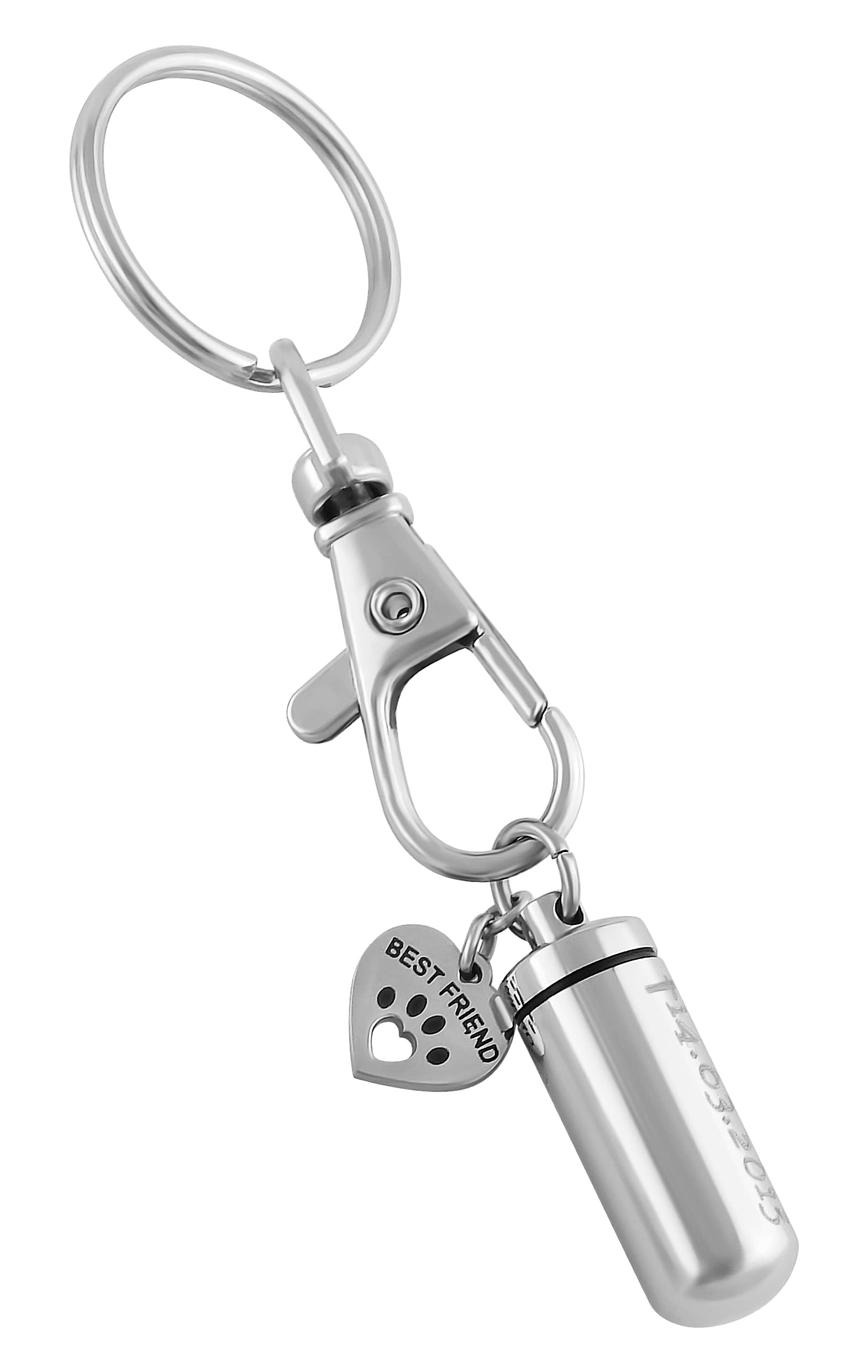 Schlüsselanhänger personalisiert Memorial Urne | Schlüsselanhänger mit Gravur Edelstahl silber | Personalisierte Geschenke zum Aufschrauben | Schlüssel Anhänger Text Name