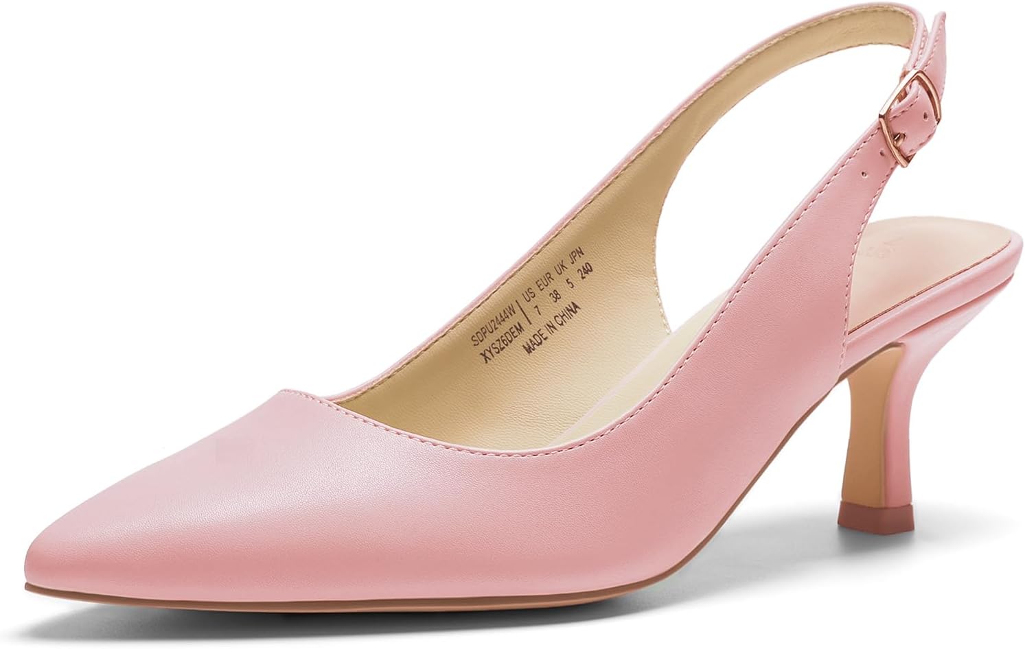 DREAM PAIRS Women's Kitten Heel Slingback Pointed Closed Toe Low Stiletto Heels Dress Bridal Elegant Wedding Pumps Shoes 7 Pink-pu