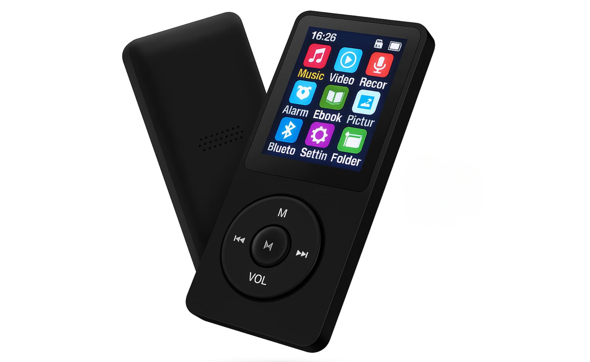 Xzor® 1.8-Inch Bluetooth MP3 Player with Speaker, Recorder, EQ & Shuffle | Up to 48H Playtime | Supports Upto 128GB microSD (Black)