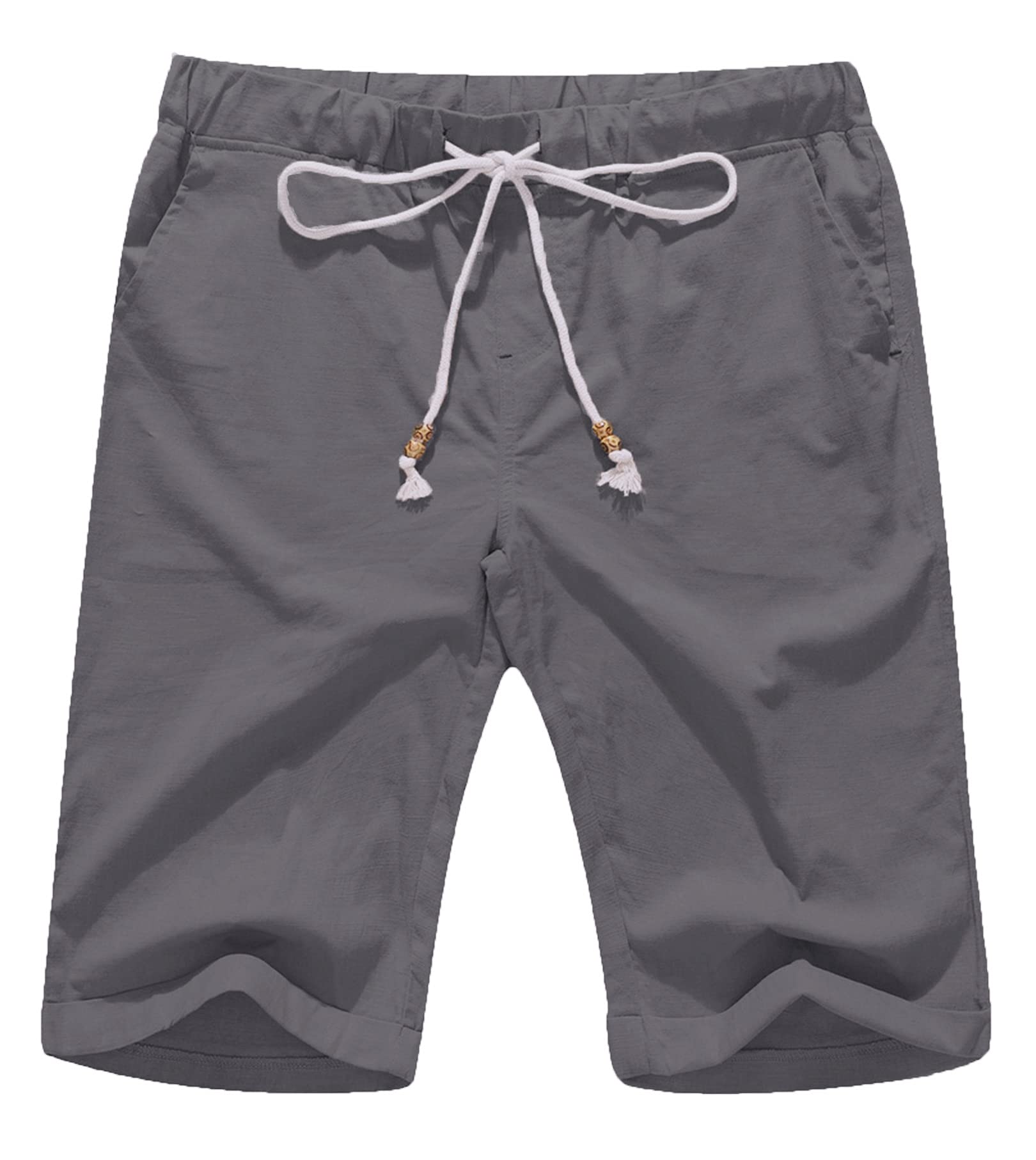 Boisouey Men's Linen Casual Classic Fit Short Summer Beach Shorts