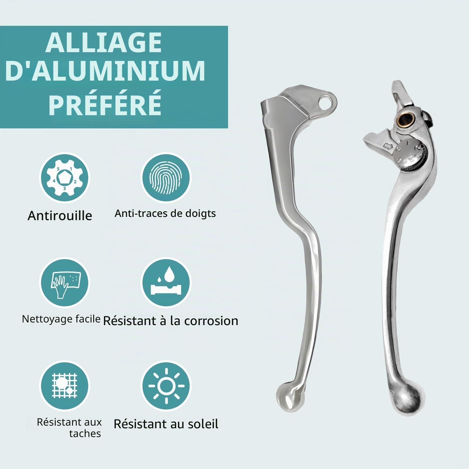 Leviers de Frein d'Embrayage Pour Compatible avec Suzuki GSR 750 2011-2012 GSR 650 2006-2011 DL650 V-Strom 2004-2006 SFV650 GLADIUS 2009-2012 Polished Silver