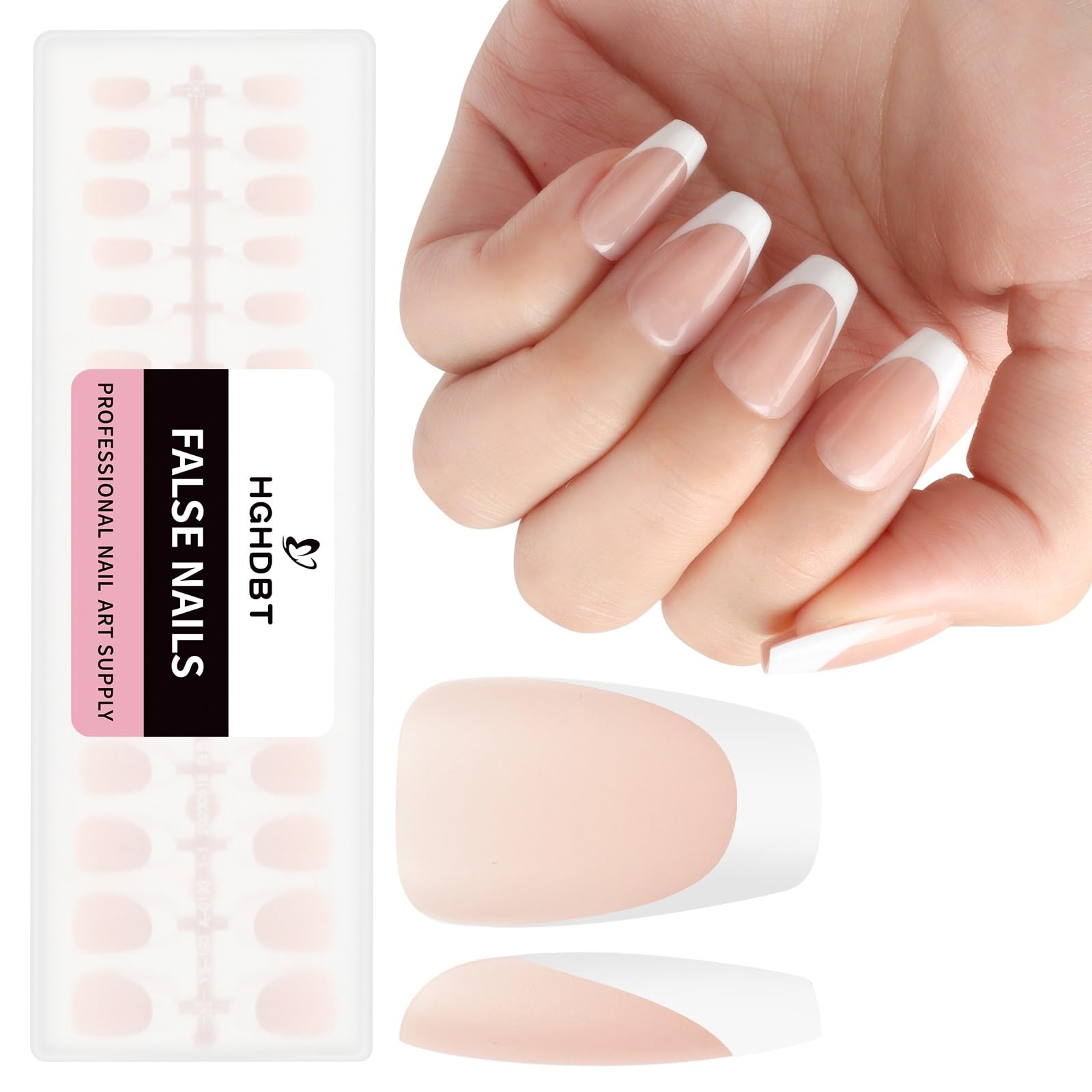 French Gel Nail Tips - 240PCS Brown Short Coffin Press on Nails, MULTI-COAT Premade Primer & Base Coat, No Need to File Fake Nails for Nail Art DIY