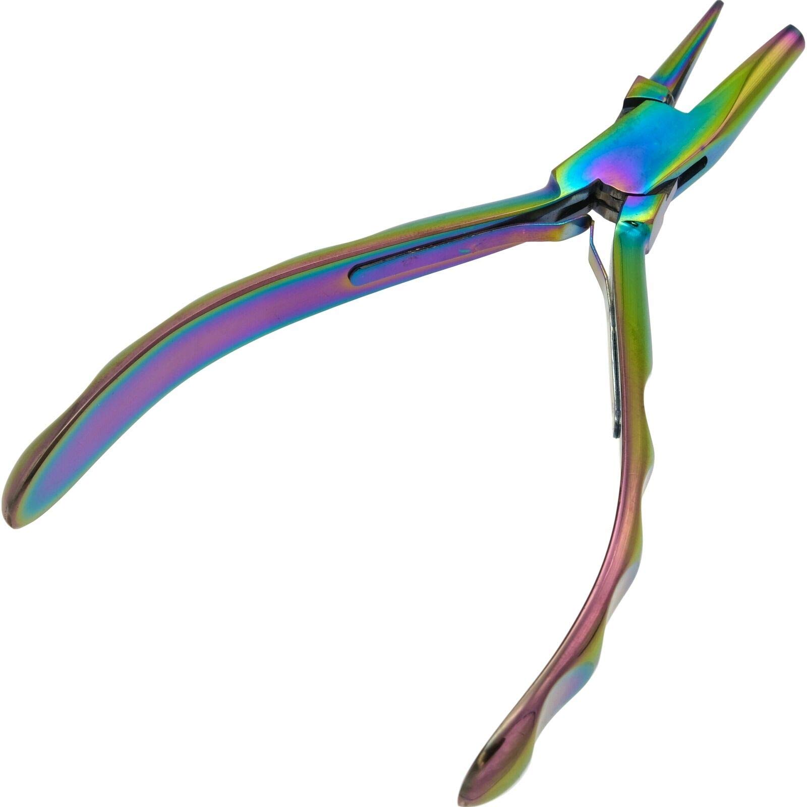 The Beadsmith Chroma Series Round Concave Pliers, 5.5" (140mm) w/Hardened Stainless-steel Head, Rainbow Titanium Coating