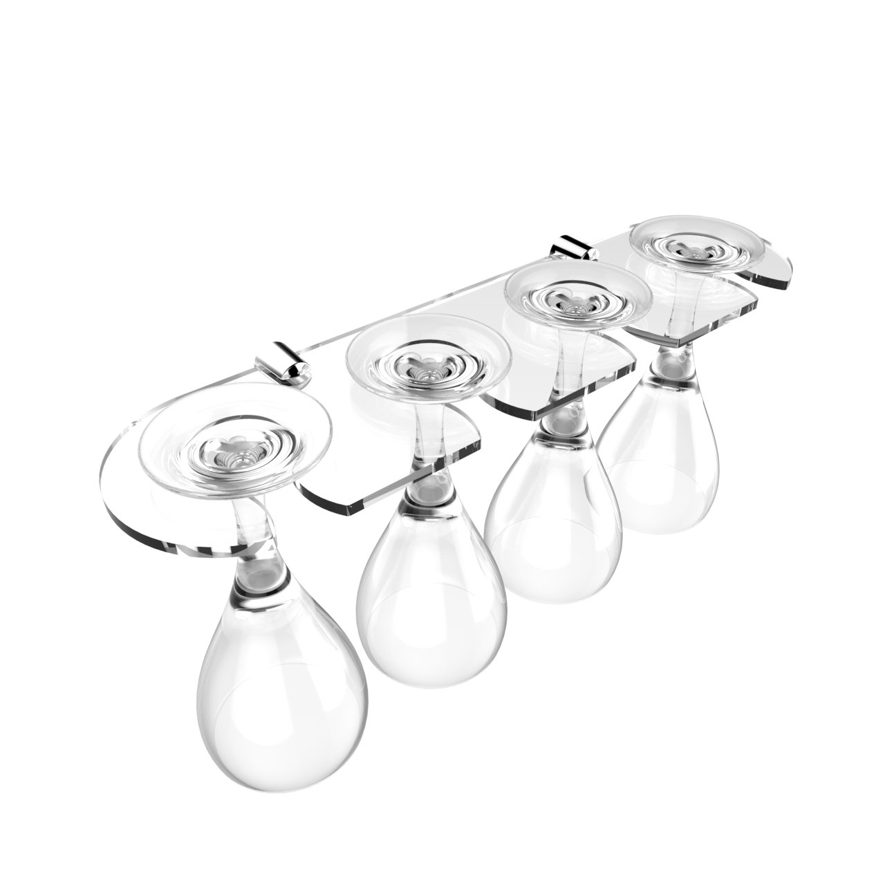 Stylish Straight Clear Acrylic Wine Glass Rack - Holds 4 Wine Glasses (Available in 7 Colours)