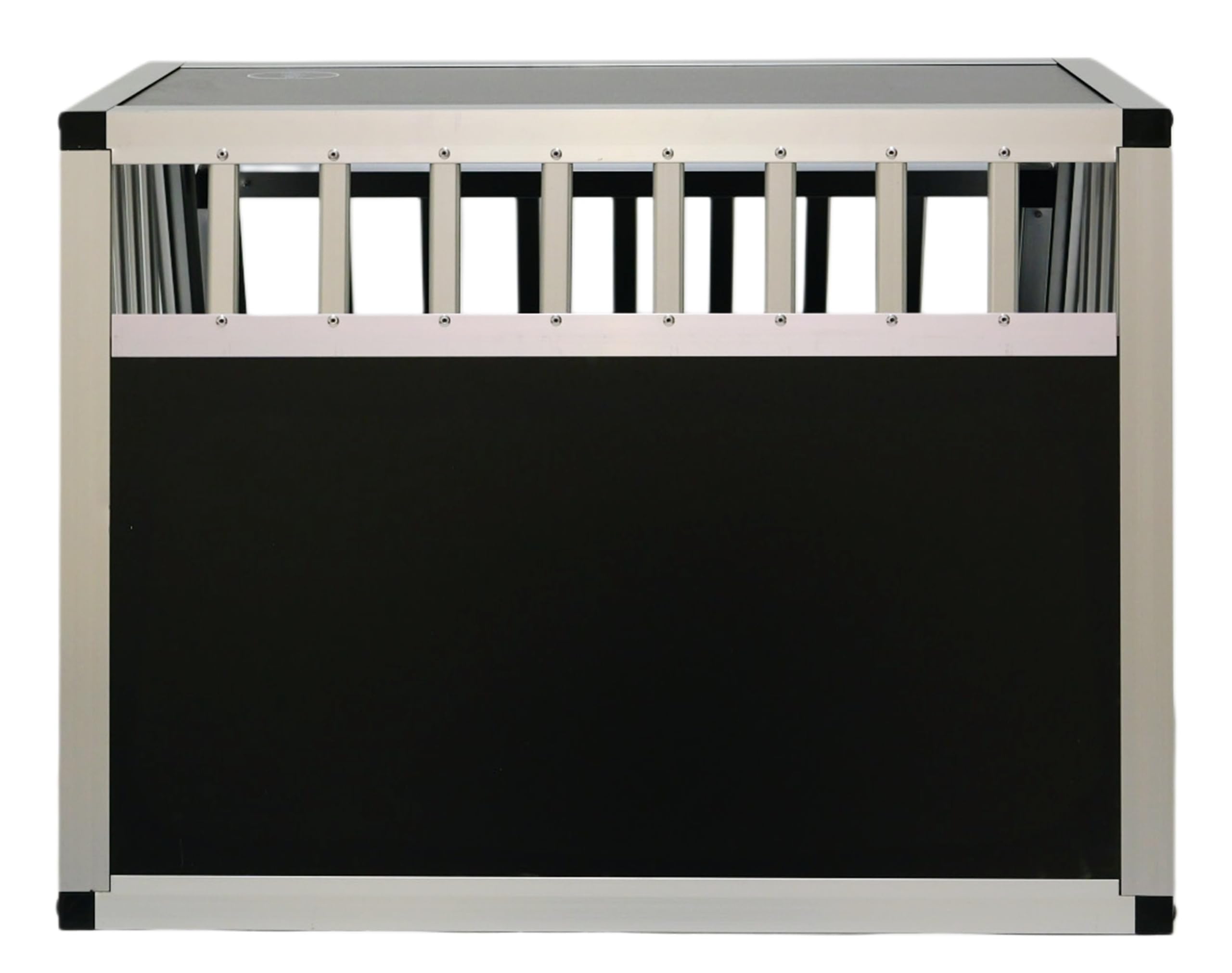 DOGHEAD Hundetransportbox Ecoline, Single 70x60x50 cm, Schwarz, Aluminium, Beidseitig Abgeschrägt 75°