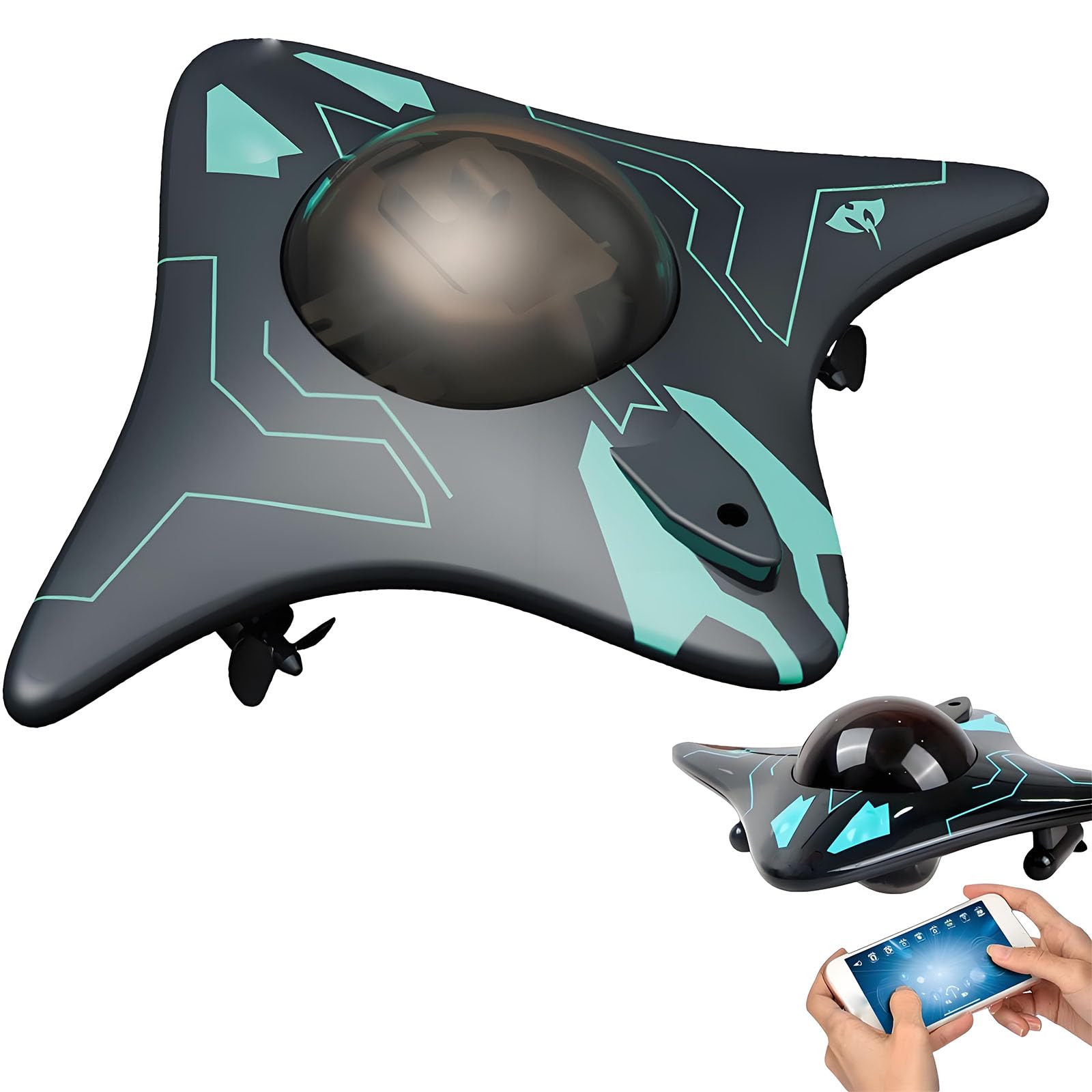 Drone submarino, Conectividad inalámbrica, Control de aplicación inteligente, Transmisión de imagen en tiempo real 1080p HD, Equipado con luz led, para exploración submarina y juguetes para adultos