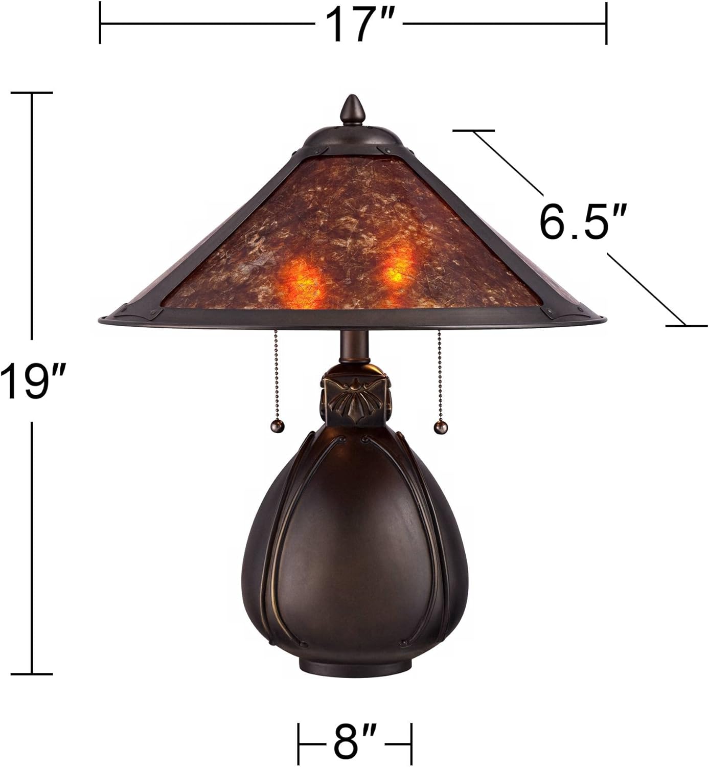 Robert Louis Tiffany Nell Mission Traditional Rustic Style Accent 3-Way Table Lamp 19" High with Table Top Dimmer Bronze Finish Ceramic Mica Cone Shade for Cottage Core Bedroom House Nightstand