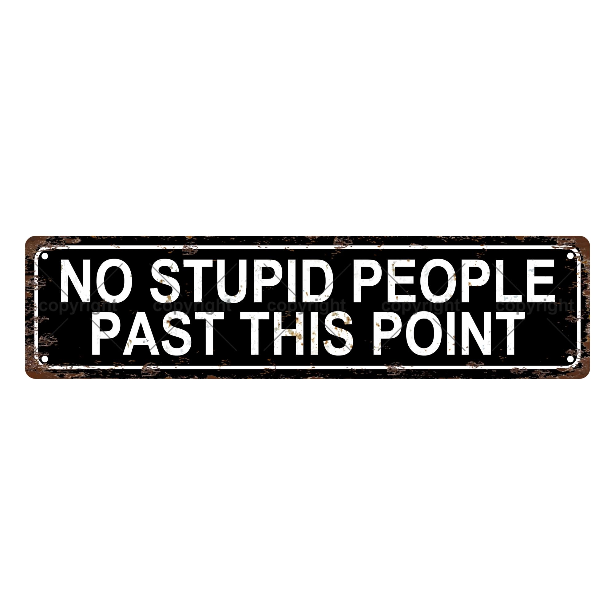 No Stupid People Past This Point Warning Vintage Metal Tin Street Sign Bar Cafe Garage Cave Home Room Wall Bathroom Farmhouse Garden Porch Patio Decor,4x16 Inch