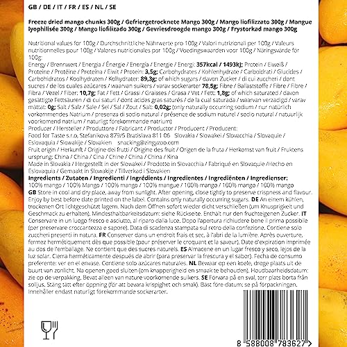 Gefriergetrocknete Mango | XL 300g Ohne Zuckerzusatz Mangos Gefriergetrocknet | Freeze Dried Fruit Mangoe Getrocknet | Trocken Früchte Keine Zusätze | Trockenmango ZingyZoo