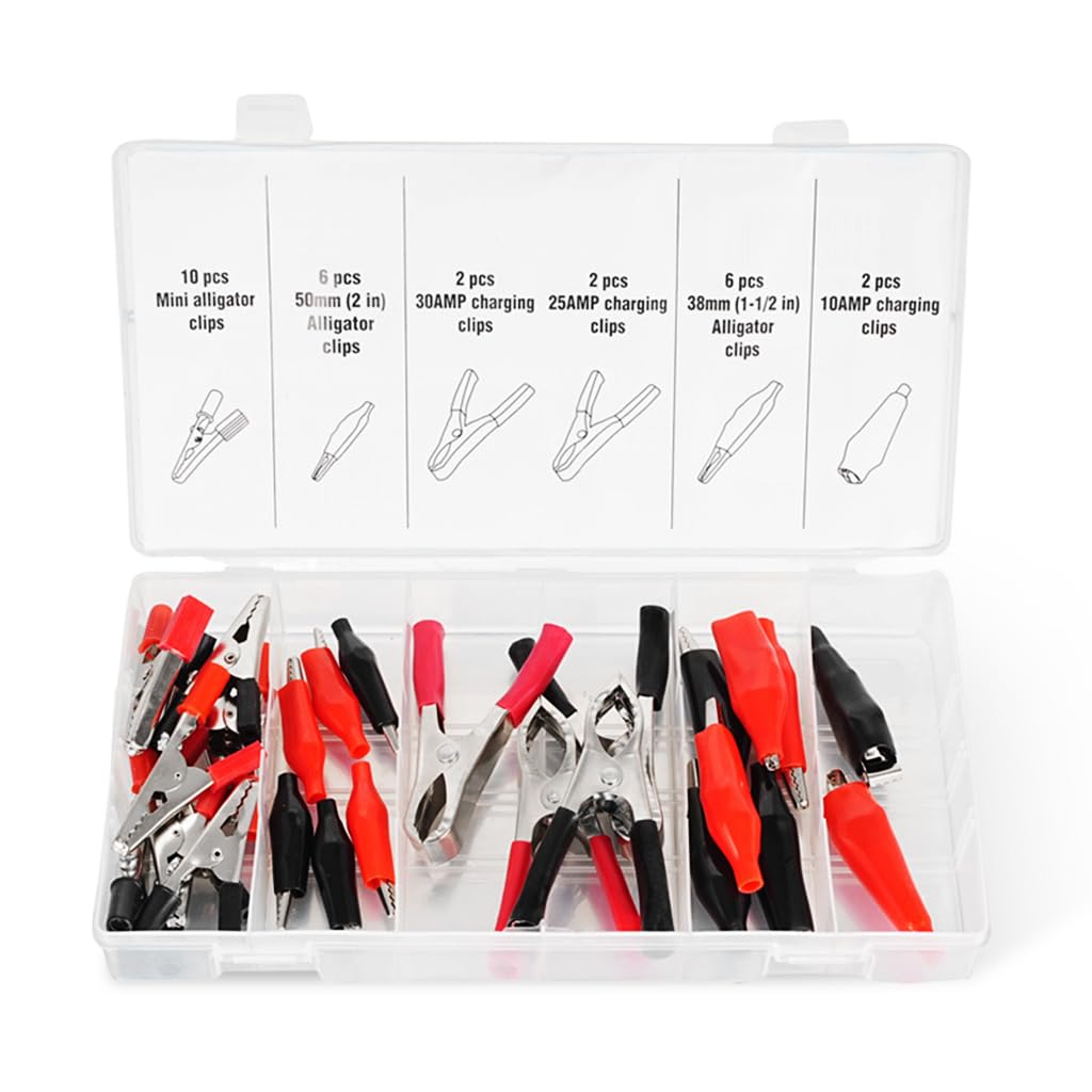 Serplex® 28Pcs Metal Alligator Clip Clamp ssortment Test Lead with Excellent Conductivity, Alligator Clip & Clamp Assortment Electrical Set Electrical Battery Clamp Connector Alligator Connector (B0D1C86QH4) Amazon Price History, Amazon Price Tracker