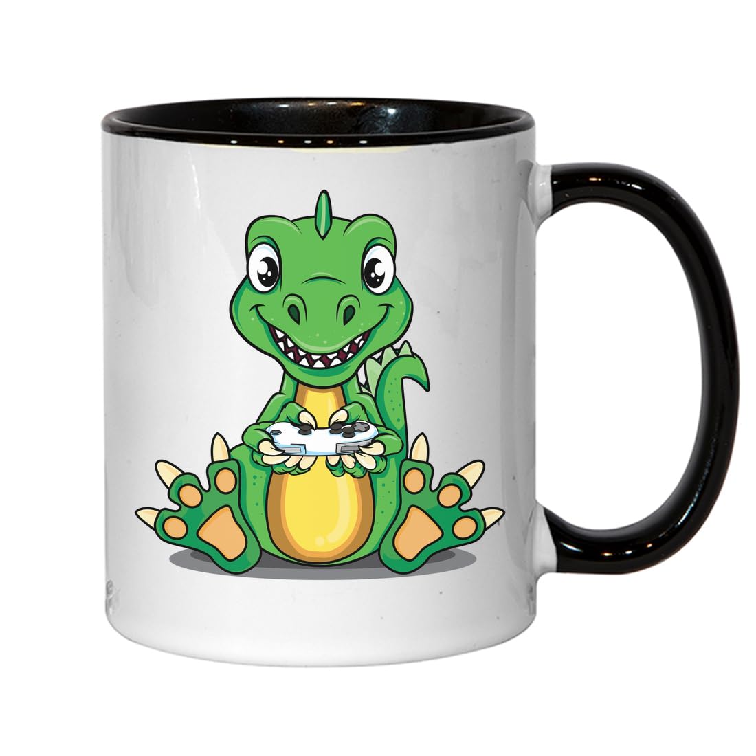 Tasse à thé ou café en céramique Motif dinosaure Noir