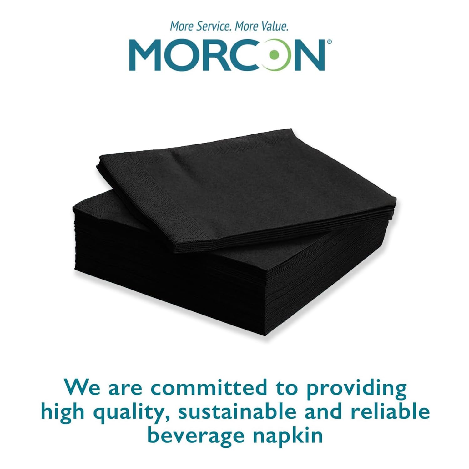 Morcon Valay - Servilletas de papel de 2 capas para servicio de alimentos y bebidas, servilletas negras comerciales de tamaño perfecto, 4 paquetes de 250 servilletas, 1000 unidades en total