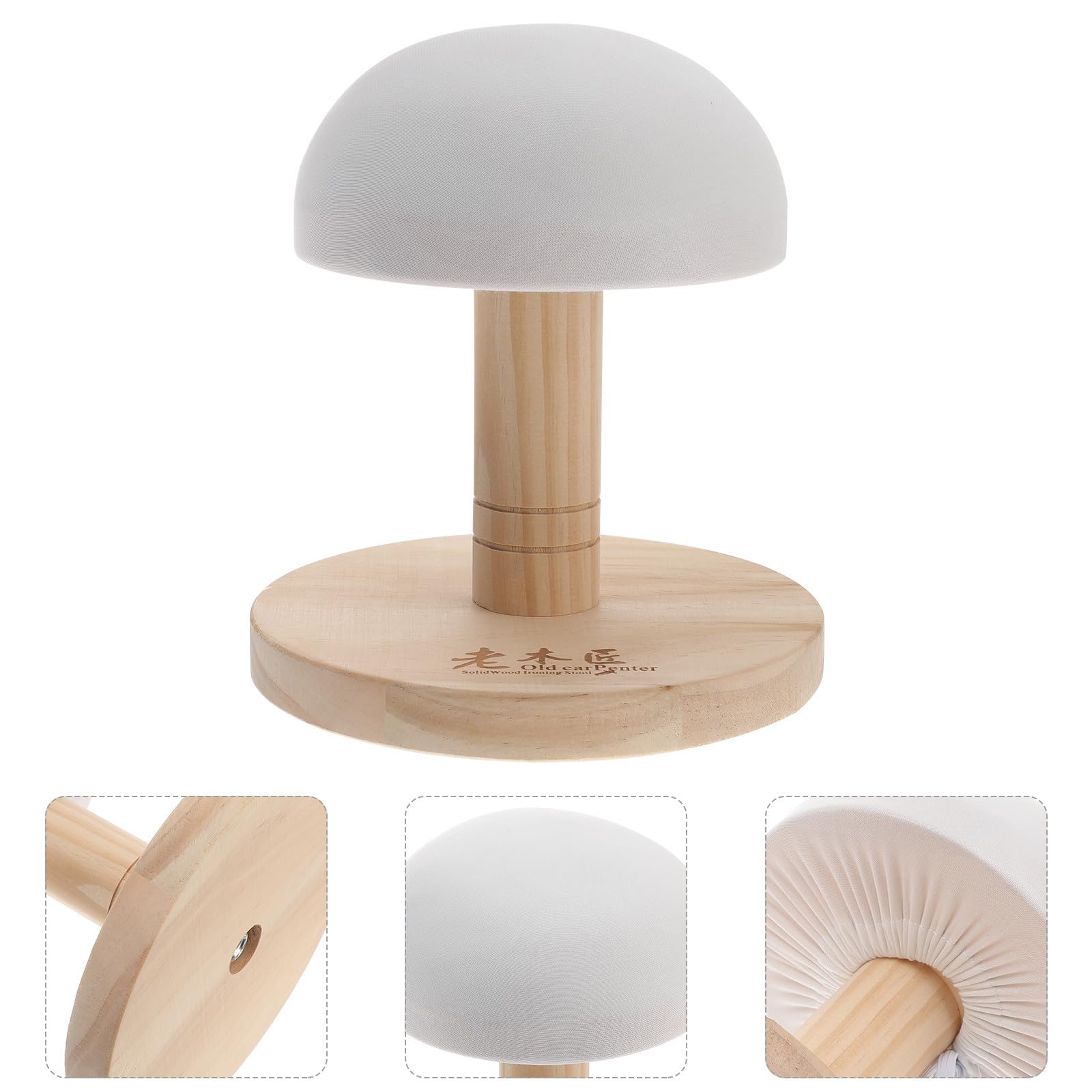 minkissy Tabla para Planchar Pequeña Redonda, Herramienta de Planchado Base Antideslizante, Soporte Estable de Madera en Gris/Blanco, Taburete Compacto para Hogar y Viaje Color Aleatorio