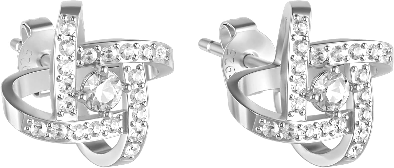 Sterling Silver Love Knot Stud Earrings with crystals - Image 4