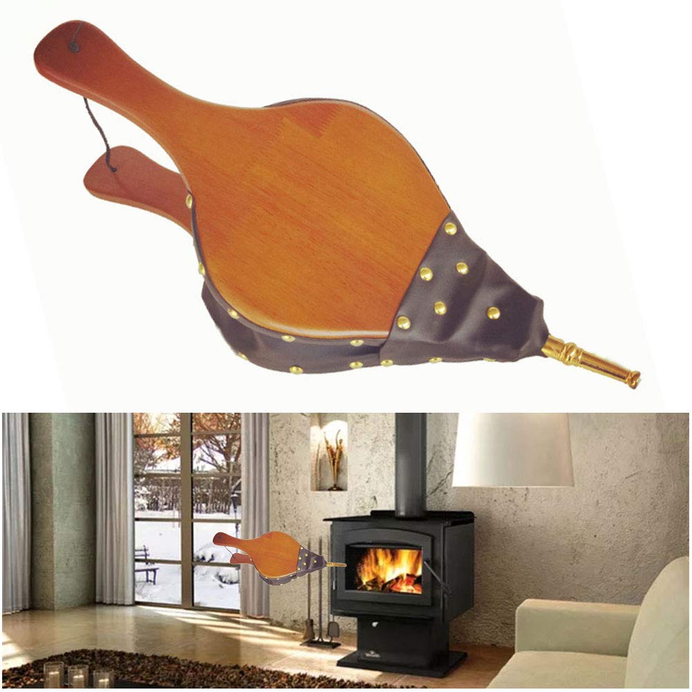 NANANA Soffietto per Camino, Soffiatore/Accendino, Barbecue e Campeggio, Soffietto con Cinturino in Pelle Appeso Magnificent per Camino Campeggio Barbecue con Cinturino, 48x20cm